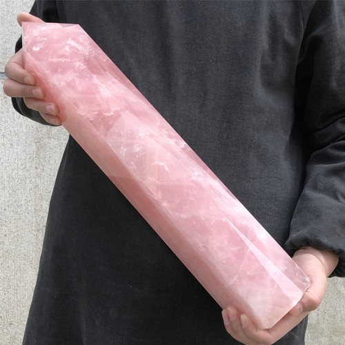 18.7LB Natural Rose Quartz Crystal Obelisk Wand Point Cystal Reiki Tower Heal - Picture 12 of 18