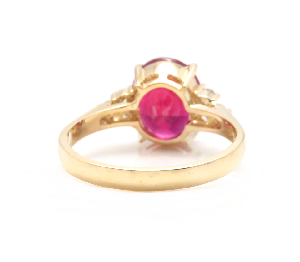 6.34 Carats Natural Red Ruby and Diamonds Gemstone in 14K Yellow Gold v153 - Image 3 of 4