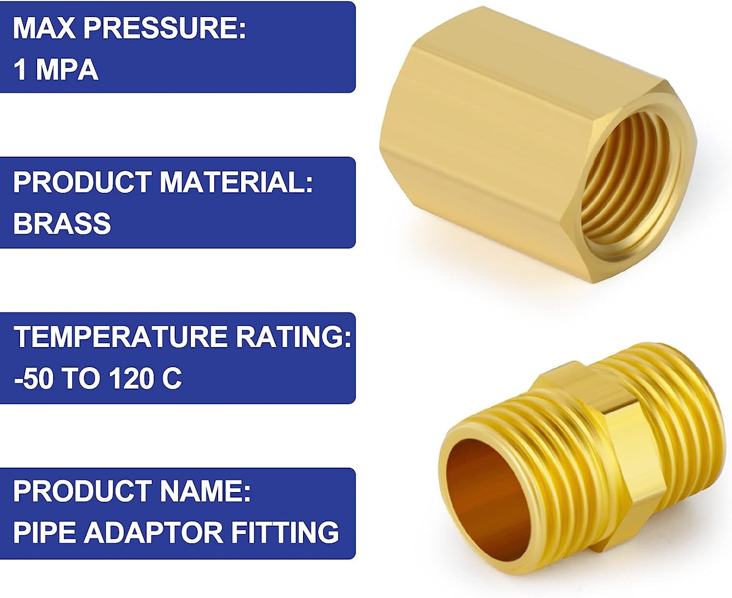 12 x Brass Connector 1/4"x 1/4" BSP Brass Pipe Fitting Nipple & Hex