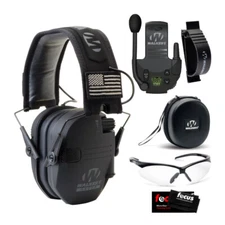 Walkers Razor Slim Electronic Muff Black Patriot with Bundle