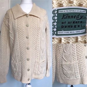 long cream cable knit cardigan