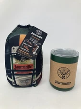 Jagermeister 750 Bottle Jacket Koozie Cooler Chiller NWT Zip Insulated Cup Set