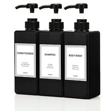 Modern Shampoo and Conditioner Dispenser 21 oz Pack of 3 Refillable Pump