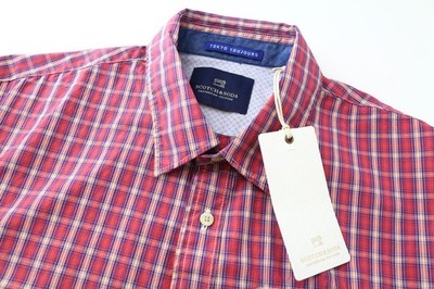 SCOTCH & SODA Herren Hemd M rot kariert Baumwolle kariert Melange Knopfleiste klassisch *