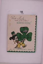 Vintage St. Patrick's Day Card 1940s Shamrock Dog Blarney Stone Piece