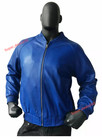 Mens New Blue Lambskin Leather Bomber Jacket Soft Casual Biker Slim Fitted Style