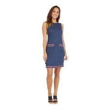 Tommy Hilfiger Shift Dress Medium Blue Sleeveless Preppy Stripe Trim