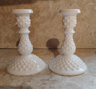 Vintage Fenton Art Glass White Hobnail milk glass Candle Holders — photo 2