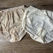 2 Pair Vintage Dixie Belle Beige Nylon Sissy Granny Panties Size 6 Pillow Tab