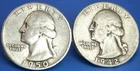 1942-S and 1950-S  Washington Quarter 90% Silver Business Strike Lot of 2 Coins
