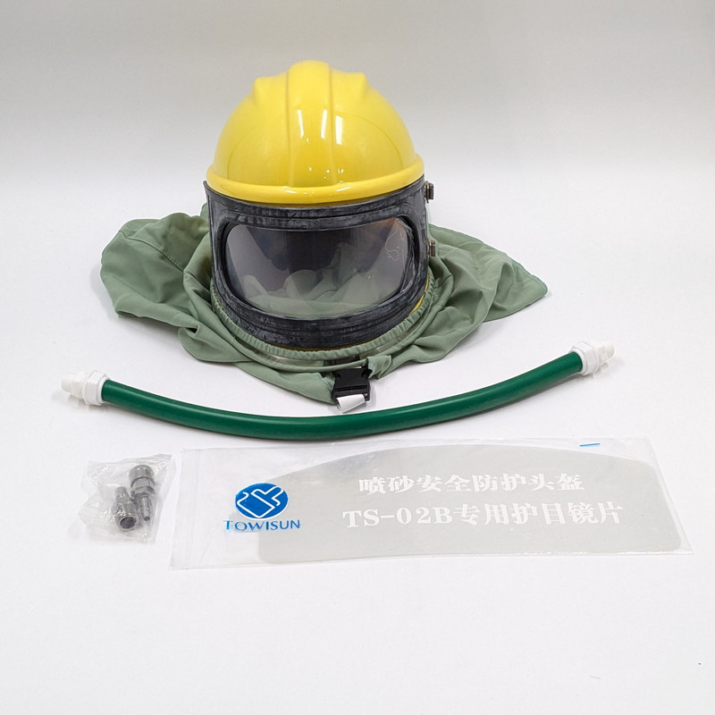 Air Fed Supplied Safety Sandblast Helmet With Hood Protector And Lenses