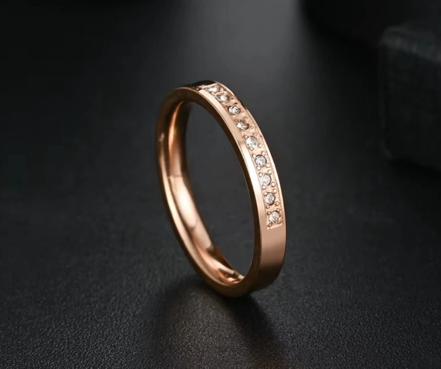 Ring Strass Kristall Zirkonia Edelstahl 316L Gold Silber Rose mehrere Größen - Bild 4 von 4