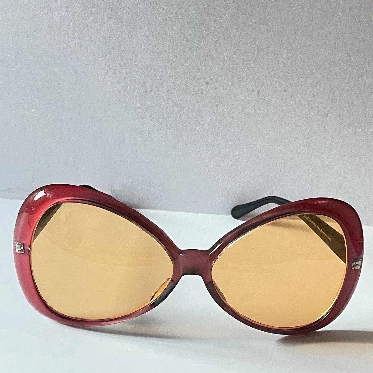 Vintage Rainbow 16 Tortoise Red Oval Oversized Sunglasses Frames Only Red Plastic Frame Oval Vintage Sunglasses for sale | eBay main image 4
