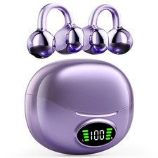 Clip on Headphones,Open Bluetooth 5.4 Earbuds with LED Digital Display Built-...