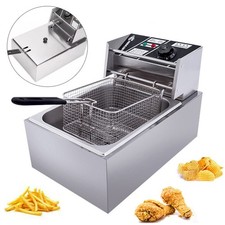 Öl-Friteuse 2500W 6L Edelstahl Fritteuse Profi Küche Kaltzonen Fritteuse Fritöse