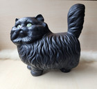🎀 Vintage 10" tall Black Ceramic Persian Cat kitten Statue