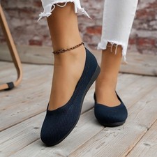 Womens Ballet Pumps Slip On Dolly Shoes Light Ballerina Flats Casual Footwear UK