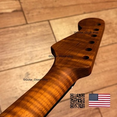 Roasted Flame Maple Rosewood Strat Neck Fits Warmoth Stratocaster Bodies SR2S