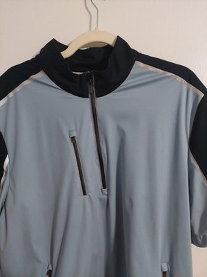 Above The Links Men's 1/4 Zip Pullover Mock Neck Blue/Black L Stretch SS