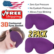 2 Pack Travel 3D Eye Mask Sleep Soft Padded Shade Cover Rest Relax Blindfold