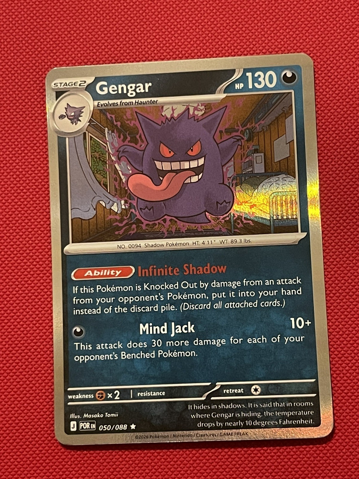 Pokemon Gengar 050/088 Me03: Perfect Order rare Holo card Mint Condition 