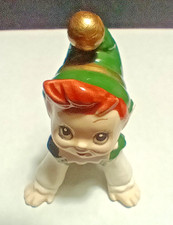 Vintage Lefton Korea Pixie Elf Leprechaun Irish Green Figurine 