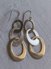 Triple Link Sterling Drop Earrings Solid Silver Lightweight Chic Marked AVM — photo 3