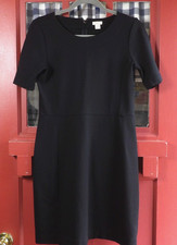 J.Crew Women's Classic Timeless Black Short Sleeve Midi Dress Rear Zip Size 2