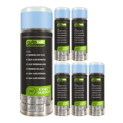6x Autotek Ford Bermuda hellblau hochdeckender Aerosol-Sprühlack 300 ml