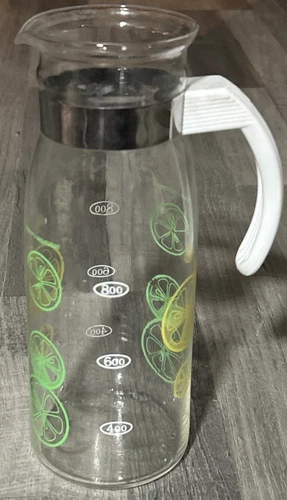 Pyrex Lemon & Lime Slices Juice Pitcher Carafe Vintage No Lid- Replacement W22