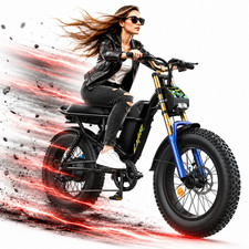 Ebike 1500W Peak Electric Bike Mountain Bicycle 20" Fat Tire 28Mph E-bike Adults