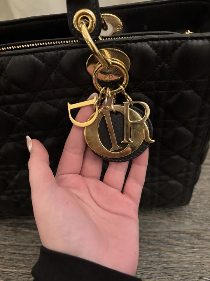 Dior Lady Dior Schultertasche Groß Schwarz Leder, Foto 2 von 5