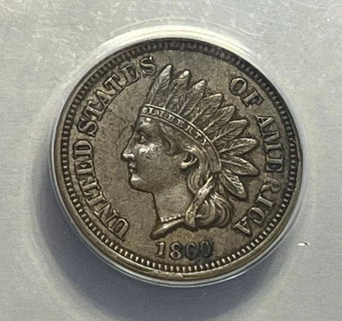 1860 Indian Head Cent - ANACS AU-50 Details; Nice Coin