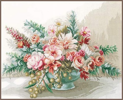 Lanarte gezähltes Kreuzstich-Set: Blumenstrauß (Evenweave), Baumwolle, NA, 45