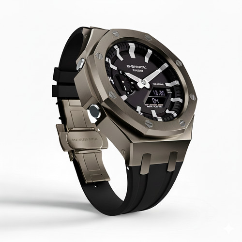 Casioak Mod Watch GA-2100 Gunmetal Grey Case Black Strap GA2100-1A