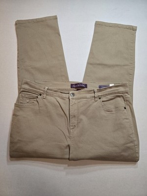 Gloria Vanderbilt Amanda Tapered Jeans Tan Khaki Womens Plus 16W Short Stretch 