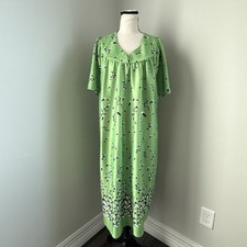 Anthony Richards Women s 2X Green Floral House Dress Muumuu Lounger Plus Read