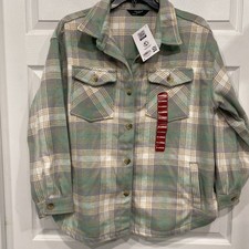 Ladies XL Shacket-green Plaid-Member's Mark -Relaxed Fit -NWT
