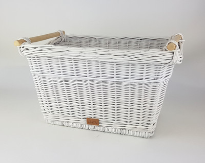 Toyi Weidenkorb Spielzeug-/Wäschekorb Weiß mit Holzgriffen 55x42x30 cm