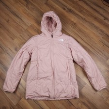The North Face Mossbud Jacket Girls XL Pink Parka Reversible Sherpa Fleece Hood