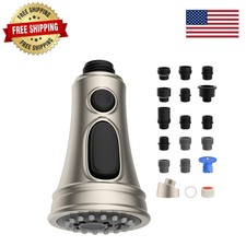 NSF Certified Brushed Nickel Kitchen Faucet Spray Head - 15 Adapters Included
