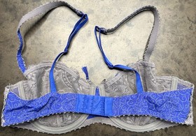 AUBADE LACE UNLINED UNDERWIRE BRA WOMENS 32B LACE UP TASSLE COQUETTE