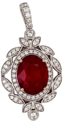 1.46ct Natürlicher Rundschliff Diamant 14k Weißgold Ruby Hochzeitsanhänger - Bild 1 von 4