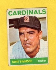1964 Topps Curt Simmons #211 St. Louis Cardinals G/VG- FREE SHIPPING
