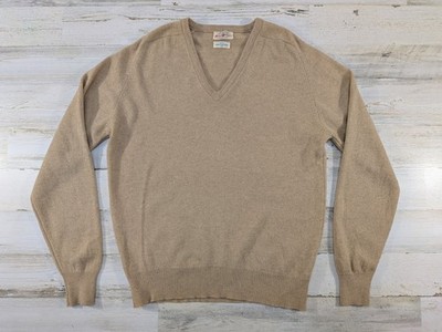 Vintage Alan Paine Sweater Mens 44 Pure Lambswool Tan Khaki Made In England