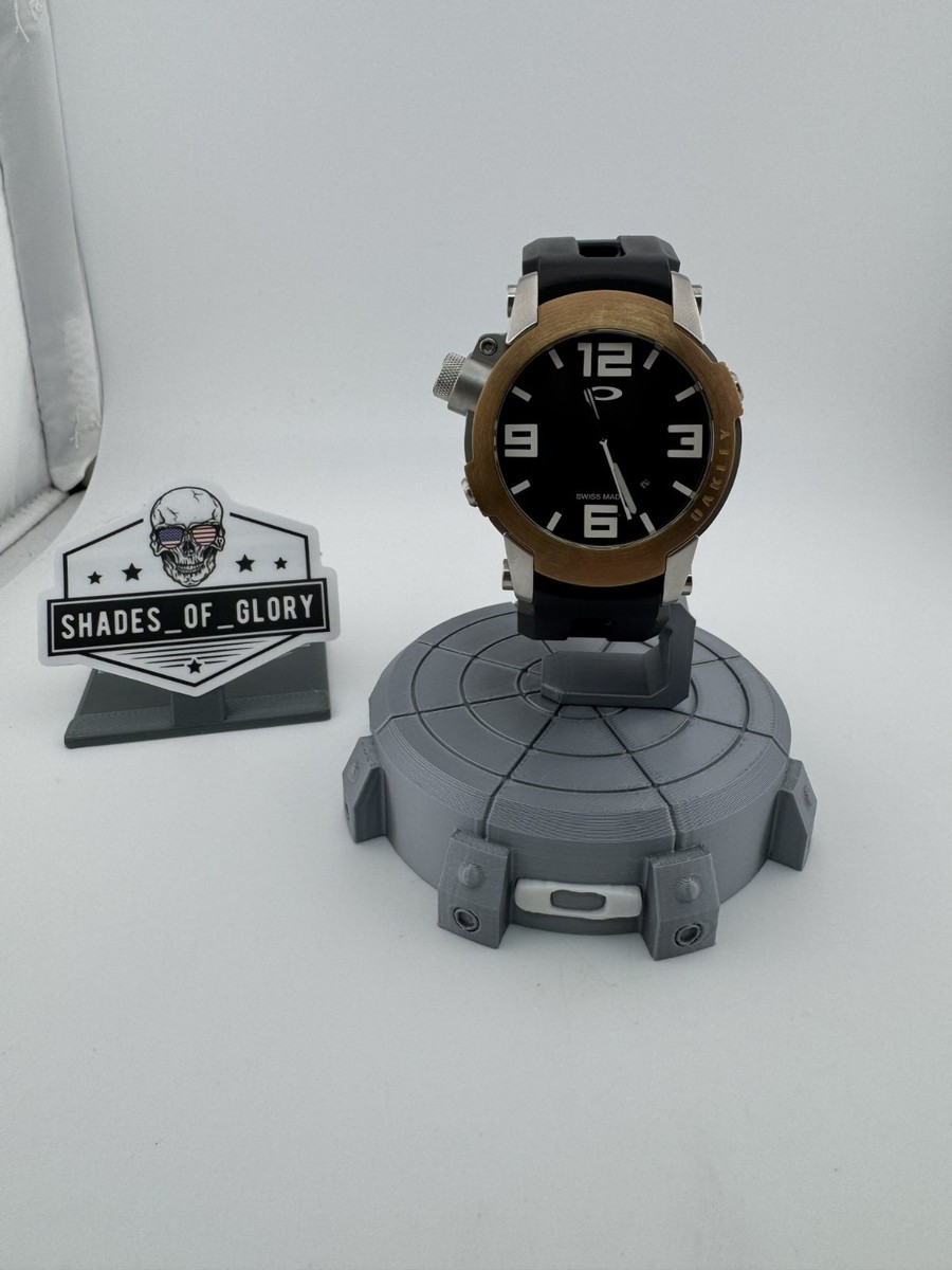 OAKLEY KILL SWITCH SILVER BLACK WHITE W/ ROSE GOLD BEZEL WATCH 26