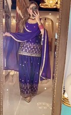 Stylish Look Heavy Chinnon Silk Purple Top Dhoti With Dupatta For Women  Girls