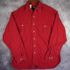 Vintage Eddie Bauer Men's XL Red Flannel Button Down Shirt 100% Cotton USA Made