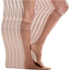 6 Pair Women's Knee Hi's with Energizing Graduated Compression - Suntan Color