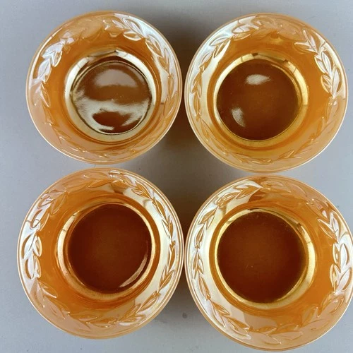 Set of 4 VTG Fire King Anchor Hocking Peach Luster Laurel Leaf 5” Berry Bowls